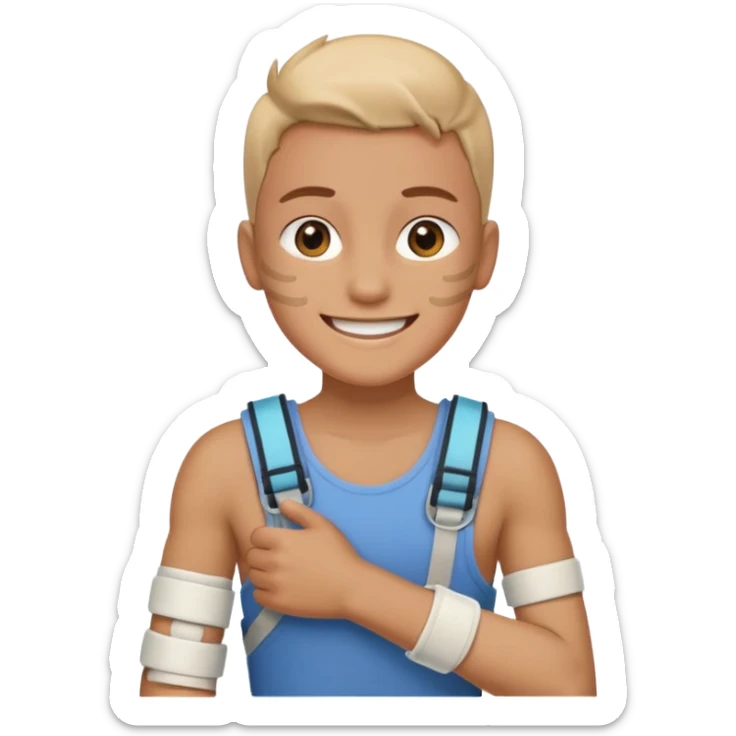 Ich fühle mich fröhlich, weil ich taglich positive Lust habe. Außerdem habe ich gestren Unfall gemacht. Uhhh aber … ich bin stark 💪🏼🦿🦾 sticker