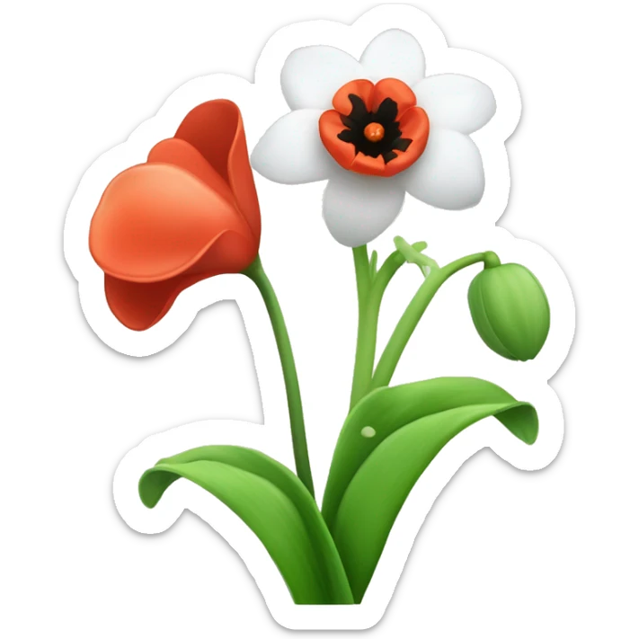 Lilly of the valley flower and a poppy flower sticker