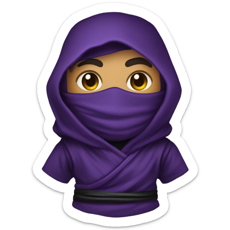  ninja con ropa futurista de color negra y morada hombre sticker
