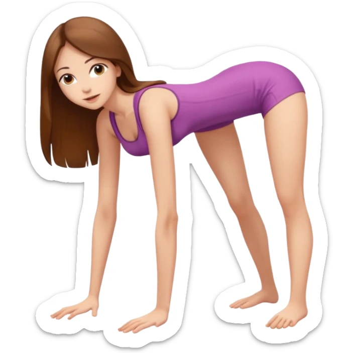 a young thin woman on all fours, doggy style position, legs spread, long hair . sticker