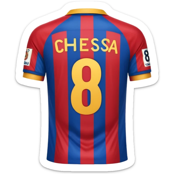 buat custom barcelona nama chessy nomor punggung 8 menghadap belakang hanya baju nama chessy tidak pakai orang nomor punggung 8 menghadap belakang sticker
