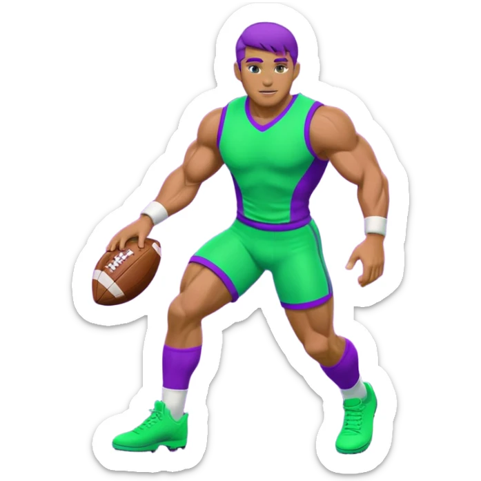  sports icon in neon purple and green, football sticker