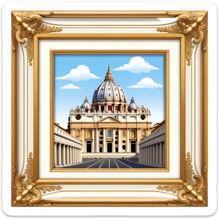 Cinematic Realistic St. Peter's Basilica Landmark Emoji, depicted with majestic, ornate architecture rendered with lifelike detail and regal lighting. sticker