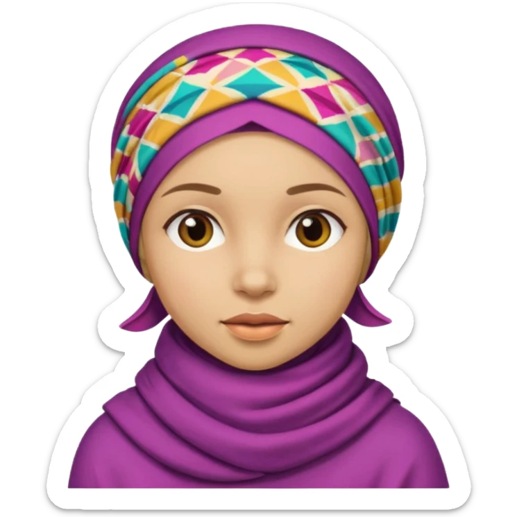 Une fille qui porte une foulare de son tete sans détails de visage  sticker