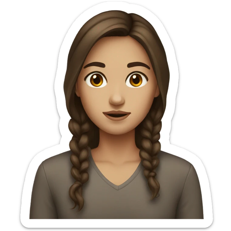Brown hair brown eye girl  sticker