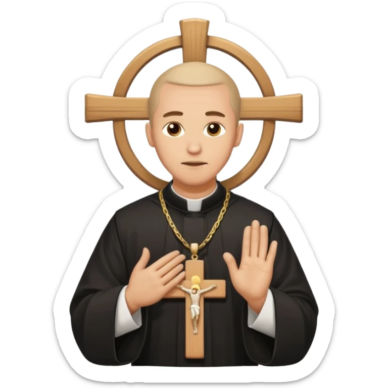 Orthodox Christian priest crossing himself with the movement of the Cross outlined sticker