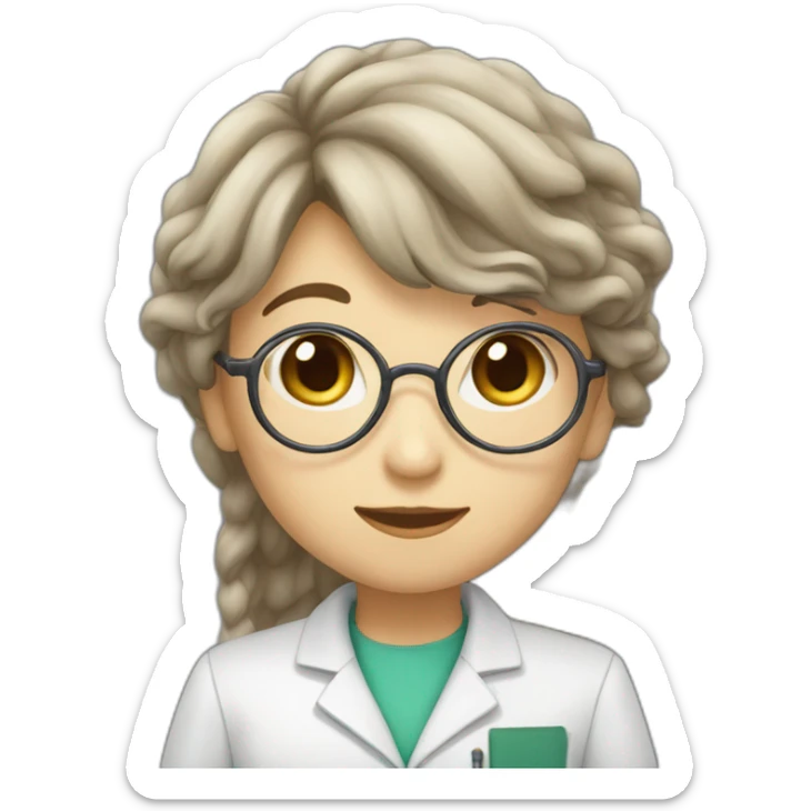 brunnete long hair japanese scientist woman saying thank you sticker