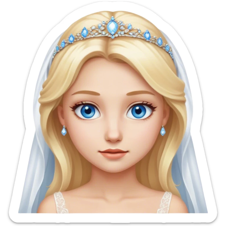 Beautiful finish blonde girl with wedding dress with blue eyes sticker