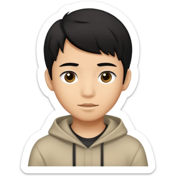 Asian Brown teenage boy with black hair black eyes sticker