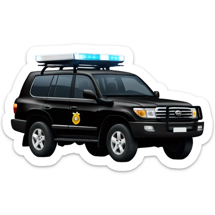 black toyota land cruiser with activated little police lights sticker