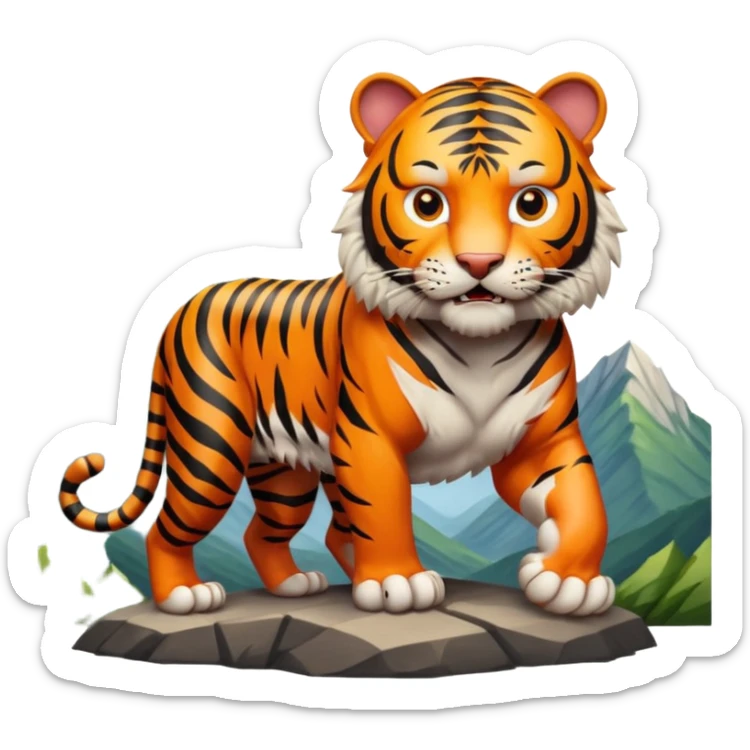 Tigre adulto feroz con la cara mas real no de caricatira en la cima montaña  sticker