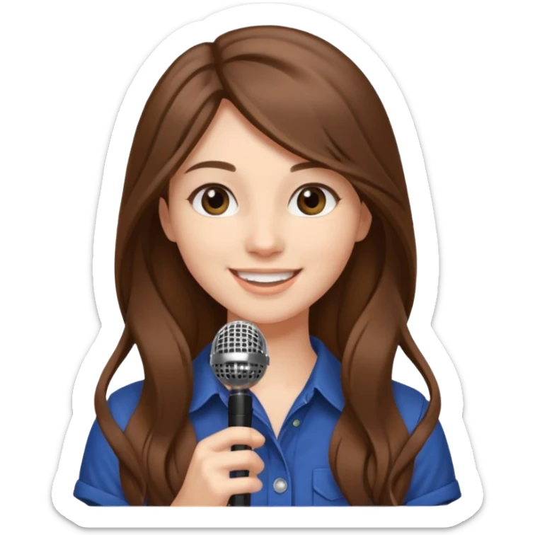 Singer Young woman – long hair, around 20s, holding microphone close sticker
