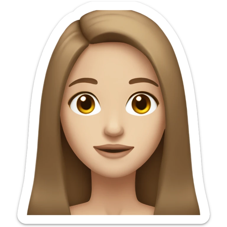 Brown long Straight hair and almond brown eye .  White skin color sticker