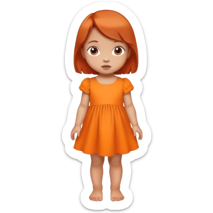 school baby girl   with reddish blunt hair with 2 bunsorange dress sticker