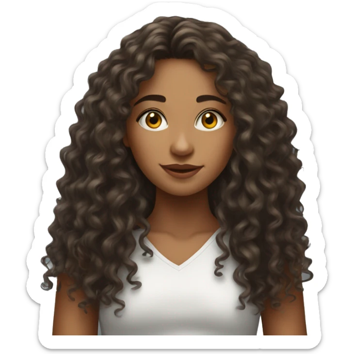 Realistic Brazilian young pretty women with a long curly hair  sticker