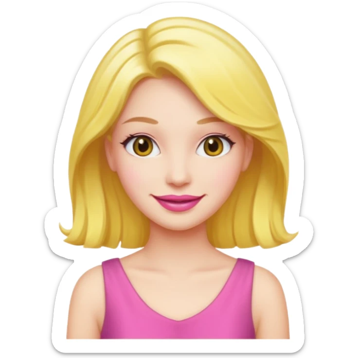 woman Pink lips, deifferent hair, yellow dress. sticker