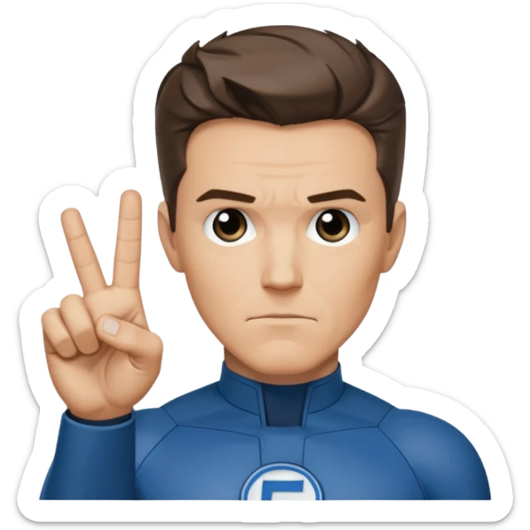Reed Richard’s from the Fantastic 4 holding up 4 fingers thumb down out in front of himself with only one hand sticker
