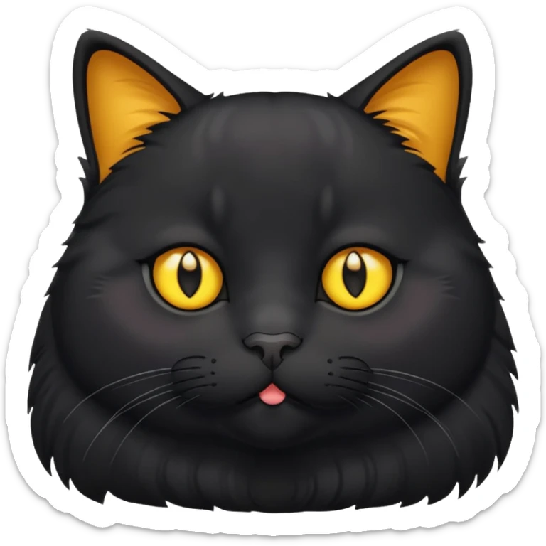 Un gato negro gordito con los ojos de color amarillos sticker