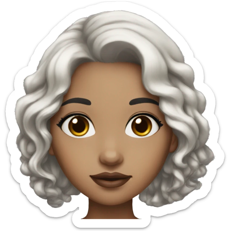 girl with black wavy hair and ivory skin and big brown eyes and long lashes and full lips sticker