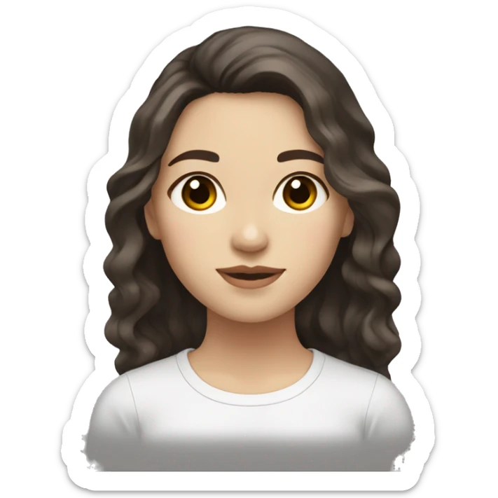 white girl with dark brown wavy hair and brown eyes half asian half white sticker