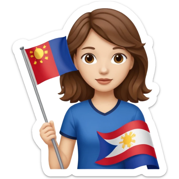 white girl wavy brown hair girl filipino flag sticker