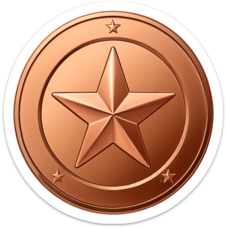 A shiny, metallic coin in Copper's signature brand color. In the center, you could have a simple star, a checkmark, or a "W" for "Win." sticker