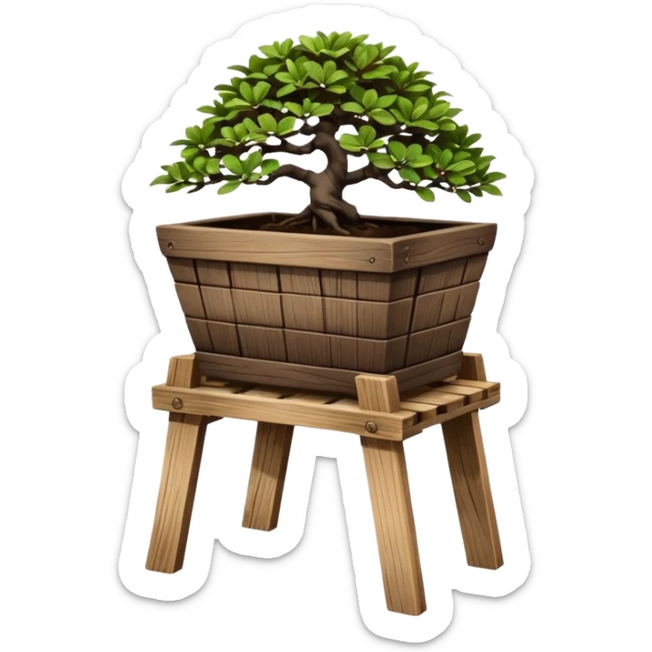 standing slanted bonsai pot Plant rack made from the wood of old oak pallets  sticker