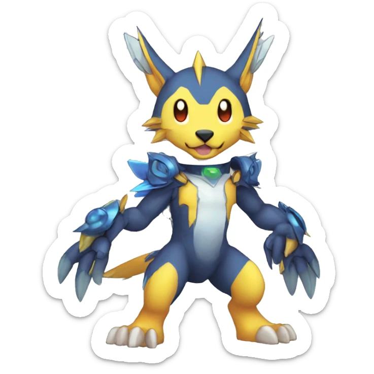 cute kawaii cool edgy shiny colorful Digimon-Fakemon-animal full body sticker