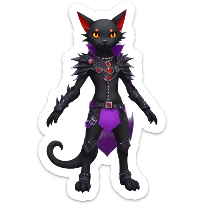 cool edgy black punk red Purple ethereal fantasy nargacuga-bat-cat-Fakemon spiked collar harness full body sticker