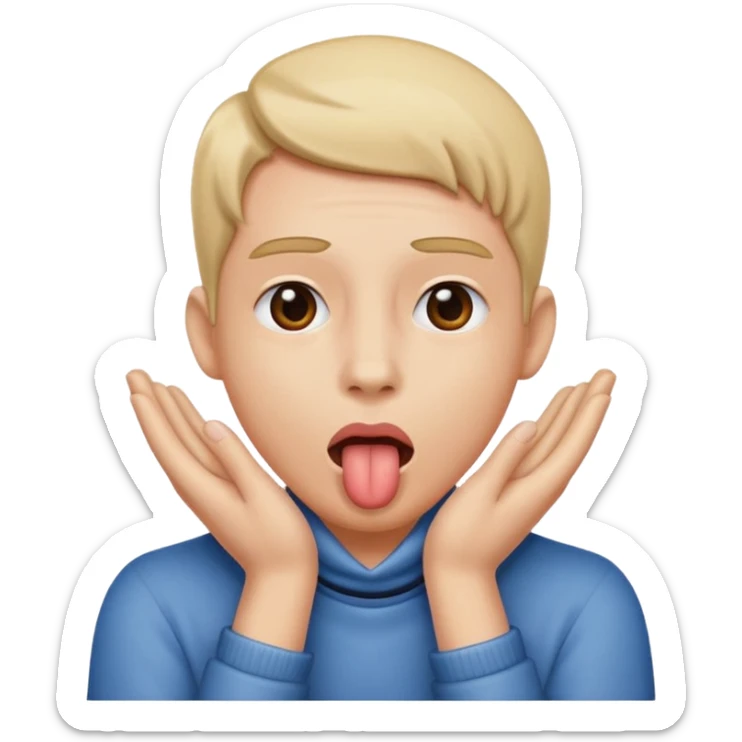 guy holding both of his hands around his neck and sticking his tongue out sticker