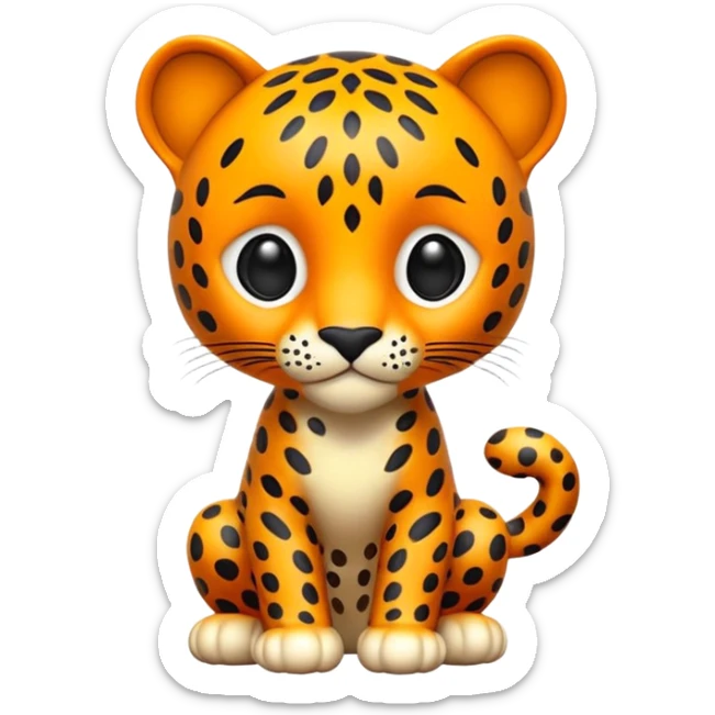 Isolated, detaile illustration of the most incredibly adorable leopard 
figurine imaginable, toy style. sticker