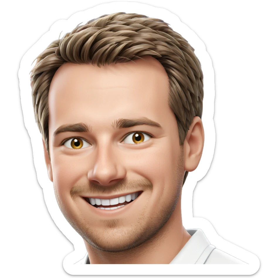 smiling boy in white shirt sticker