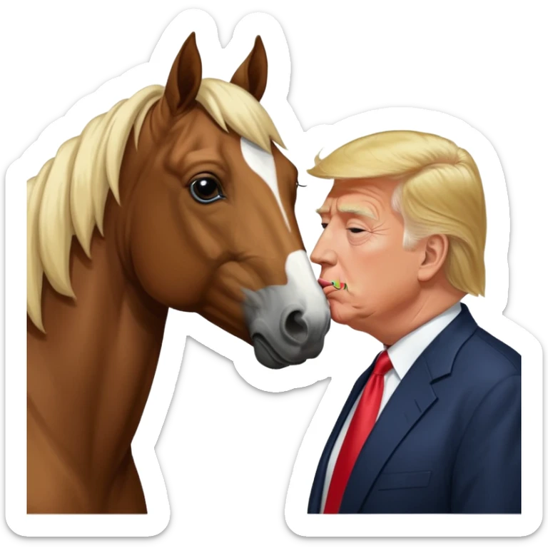 Donald trump and Jeffery Epstein kissing a horse named bubba sticker
