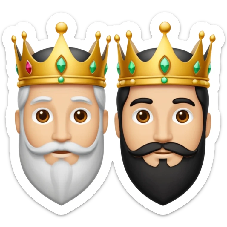Un emoji de los tres reyes magos juntos(son tres hombres ,dos blancos y uno negro) sticker