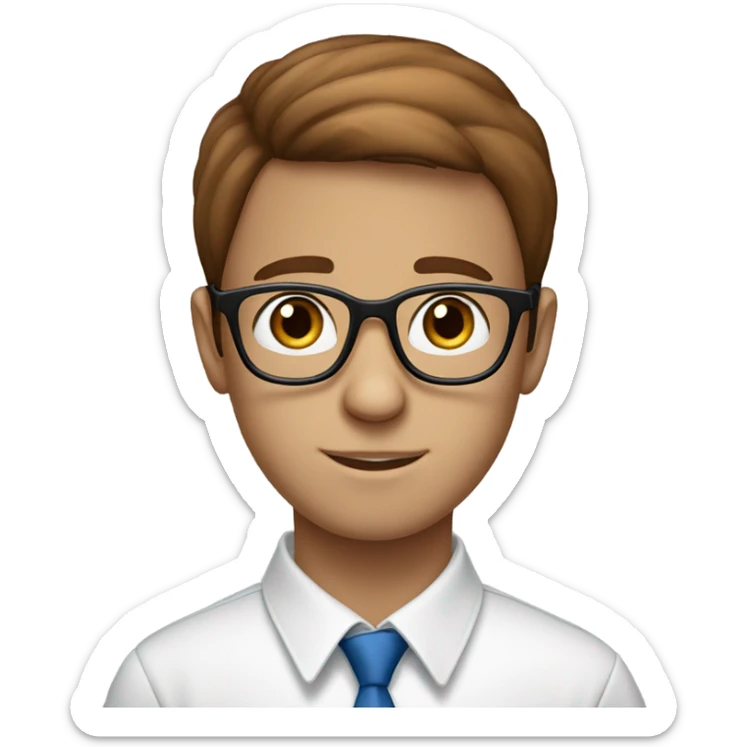 Chesnut straight hair, blue eyes,  Jewish Israeli boy with glasses that is studious sticker