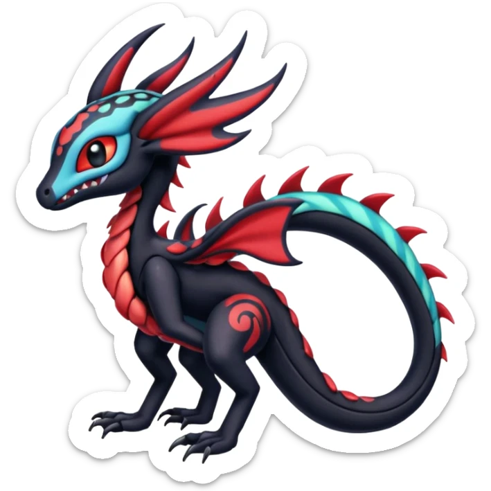Colorful Exotic Meloetta-Salandit-Darkrai-Venom-Stitch-Fakémon-creature-hybrid sticker