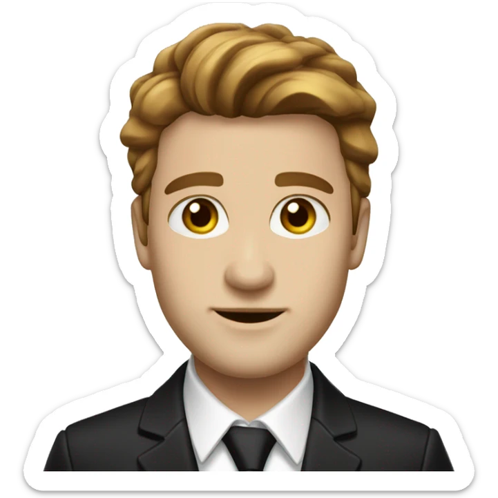 Man with black suit gold chain brown hair hazel green eyes white skin  sticker