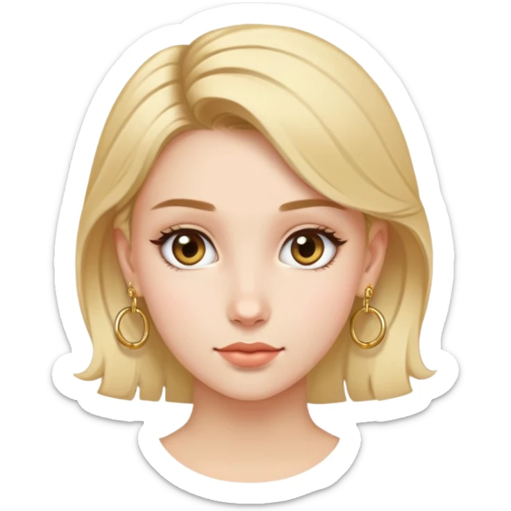 clean girl hair up with small gold hoop earrings sticker