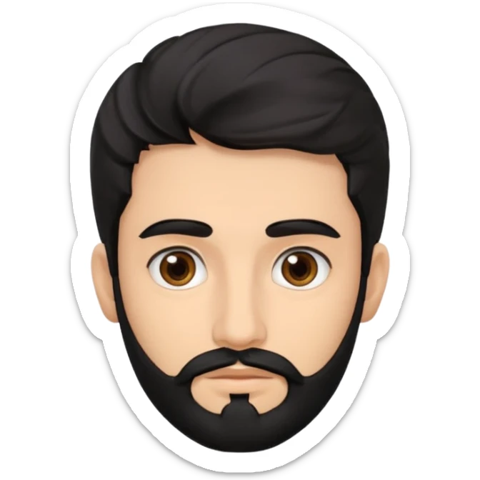 young fair skin Pakistani man with black beard wavy hair and thin brown eyes and thick eyebrows sticker