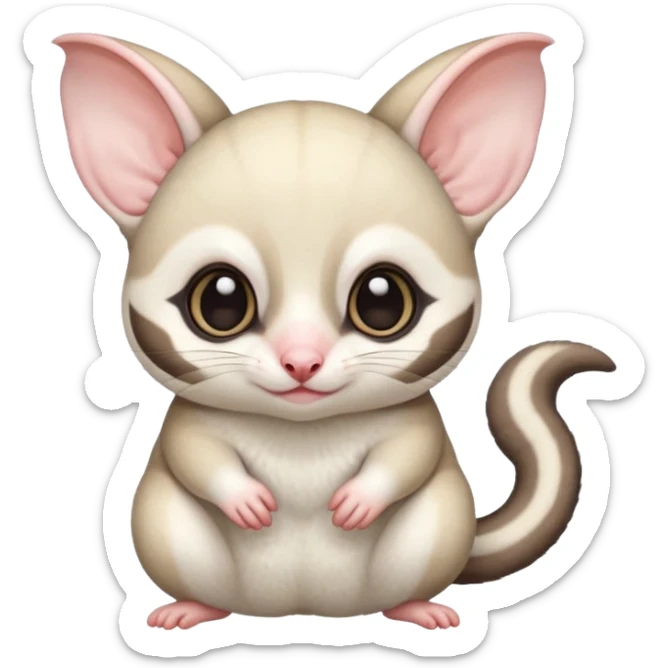 Fat and cute Japanese sugar glider  white. A mom anda a baby one very fat and cute. Snow white colour very white sticker