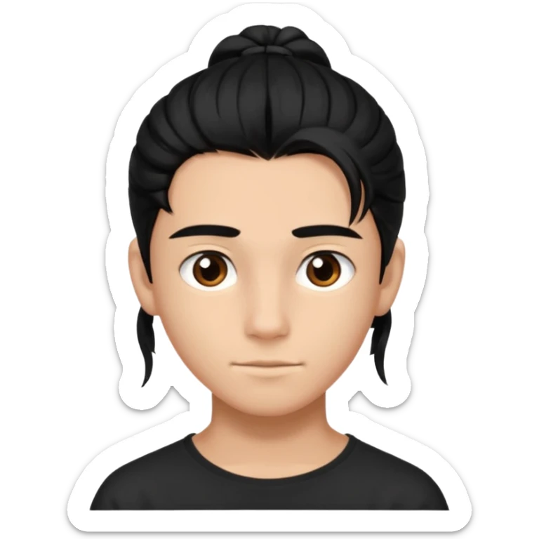 homme cheveux noir long attaché sans cheveux dépassant  16 ans, un peu bronzé sticker