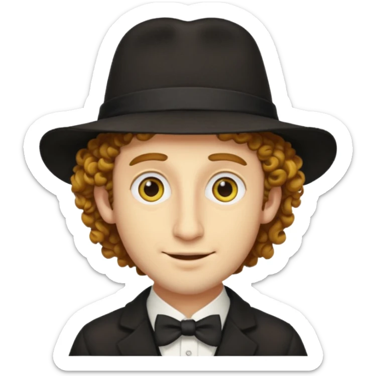 A yellow Jewish guy with the hair and nose and hat sticker