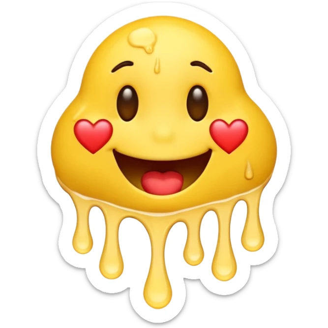 i want a classic yellow emoji smi9ley fave but its melting in love sticker