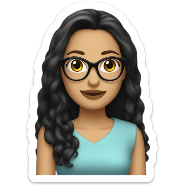 angelina golie avec les lunettes avec des long cheveux noirs sticker