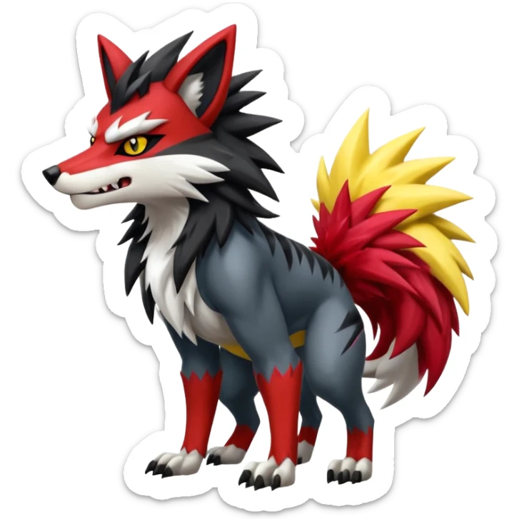 Shiny Anthropomorphic furry Badass cool Zeraora-Zoroark-Obstagoon-fusion sticker