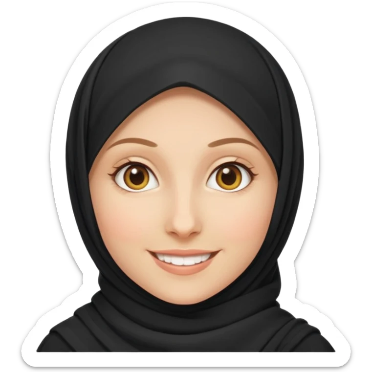 Make a girl with a hijab duolingo emojies styles and make her white and only her face appear and looking forward not left or right sticker