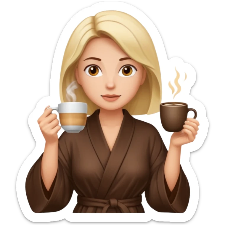 Woman drinking coffee and The edges of the eyes are wide open in the morning sticker