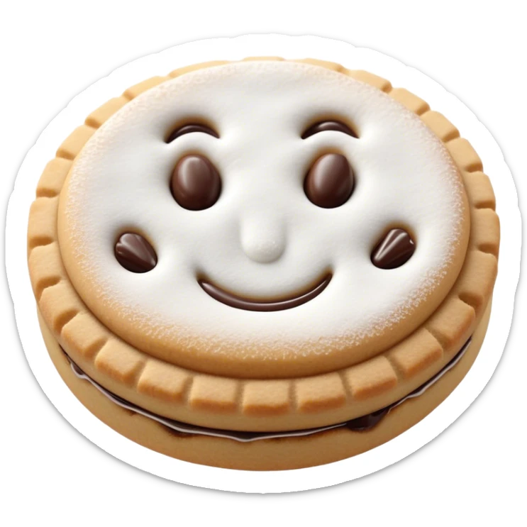 Ma'amoul Cinematic Realistic Ma'amoul Dessert Emoji, depicted as one or two delicate, date-filled cookies lightly dusted with powdered sugar, rendered with intricate textures and warm, inviting lighting. sticker