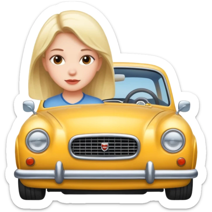 Girl with car sticker