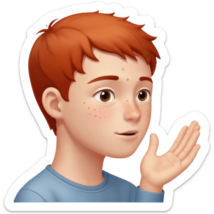 A boy showing right cheek to her mother asking for a gentle playful slap only boy no picture of mother included in emoji
Give side view of right cheek sticker